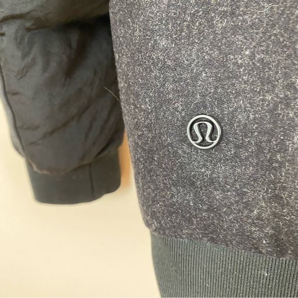 Lululemon Roam Far Wool Reversible Puffer Bomber Black/Heathered Black - Picture 9 of 15